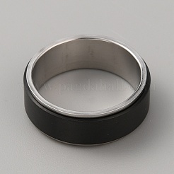 Einfacher drehbarer Fingerring aus Edelstahl 304&nbsp;LS-RJEW-WH0011-10E-EB