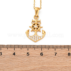 Collane con ciondolo a forma di ancora in cristallo e strass in acciaio inossidabile 304&nbsp;NJEW-Z057-01B-G