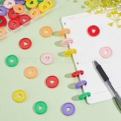 60 Stück 6 Farben Herz-Kunststoff-Loseblatt-Ring runde Binderscheiben&nbsp;DIY-GA0008-41A