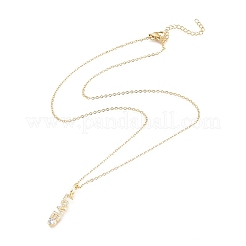 Colliers à pendentif en zircone cubique transparent micro pavé en laiton&nbsp;X-NJEW-L146-28A-G