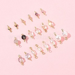 20 Stück 10 Stile facettierte ovale Verbinder-Charms aus klarem Glas und facettierte runde Glieder aus natürlichem Achat (gefärbt und erhitzt).&nbsp;KK-FS0001-91