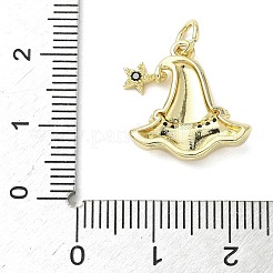 Halloween-Anhänger aus Messing mit Mikropflaster und schwarzem Zirkonia-Emaille&nbsp;KK-L248-02G