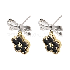 Pendientes colgantes de latón con microincrustaciones de circonitas cúbicas transparentes y esmalte.&nbsp;EJEW-G471-12GP