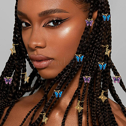 15 pieza de 3 estilos de pinzas decorativas para el cabello trenzado de aleación con estampado de mariposas&nbsp;OHAR-BM0001-04