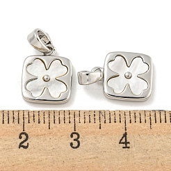 Natürliche Muschel und Messingquadrat mit Blumenanhängern mit aufsteckbaren Bügeln&nbsp;KK-P275-05P