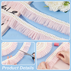 Bordure en dentelle plissée en polyester de 4 mètre&nbsp;OCOR-WH0085-42B