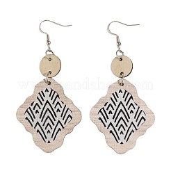 Pendientes colgantes bohemios de madera y aleación de zinc para mujer&nbsp;WGD213D-01