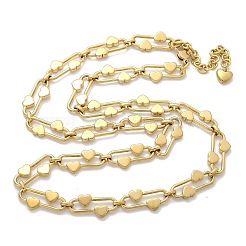 Collares de cadena de eslabones de corazón ovalados de acero inoxidable 304 para mujer&nbsp;NJEW-B123-01G