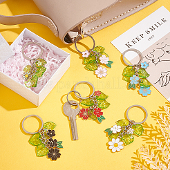 Schlüsselanhänger mit Blumen- und Blattanhänger aus emaillierter Legierung und Kunststoff&nbsp;KEYC-AB00049