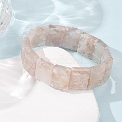 Bracciali elastici da donna con perle di agata a forma di fiore di ciliegio naturale&nbsp;BJEW-A168-01