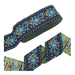 Blumenband aus Polyester-Jacquard im Ethno-Stil&nbsp;SRIB-WH0026-18