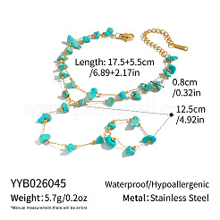 Armbänder mit synthetischem Türkis-Chip und doppellagigem Kettenring aus 304er Edelstahl für Damen&nbsp;HN5192