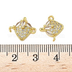 Messing Pavé klare Zirkonia Fruchtverbinder Charms&nbsp;KK-Z109-01G-01