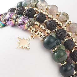 5 stücke 5 stil natürliche gemischte edelstein perlen stretch armbänder set&nbsp;BJEW-JB09002