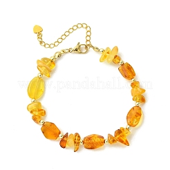 Bracelets en perles d'ambre naturel et d'hématite synthétique non magnétique pour femmes&nbsp;BJEW-JB13744