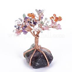 Fichas de piedras preciosas naturales y decoraciones con pantalla de pedestal de fluorita&nbsp;G-S282-02
