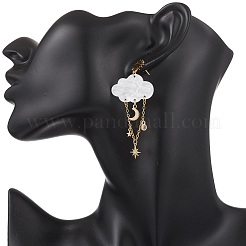 Ohrstecker aus Acryl mit Wolke und Mondanhänger&nbsp;EJEW-JE06843