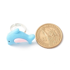Harz 3d Delphin verstellbare Ringe&nbsp;RJEW-JR00428-02