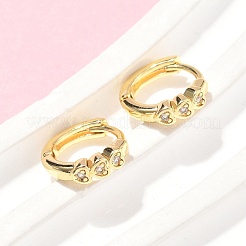 Boucles d'oreilles créoles en laiton avec zircons cubiques transparents à micro pavé&nbsp;EJEW-Z102-29G