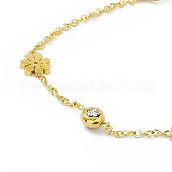Bracelets à maillons en cristal et strass de jais avec fleur&nbsp;BJEW-H556-05G