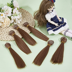 Peluca de pelo de muñeca de peinado largo y recto de plástico&nbsp;DIY-WH0656-99E