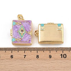 Messing Micro Pave klare Zirkonia Medaillon Anhänger&nbsp;KK-P335-06G