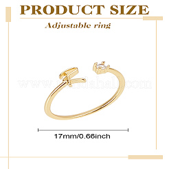 1 anillo abierto con letras de latón y rhinestone para mujer&nbsp;AJEW-LP0004-47R-G
