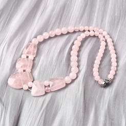 Colliers à perles graduées en quartz rose naturel à facettes pour femmes&nbsp;NJEW-B128-01M