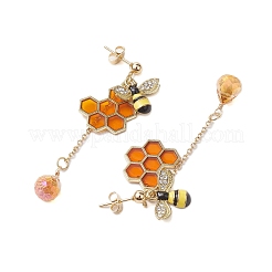 Ohrhänger aus Emaille mit Waben- und Bienenmotiv&nbsp;EJEW-TA00515