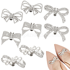 8 Stück 4 Stile Bowknot-Schuhdekorationen aus Legierung und Messing mit Strassen&nbsp;AJEW-PH0011-72