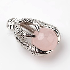 Ciondoli in quarzo rosa naturale in lega di artiglio d'aquila&nbsp;G-L455-A18