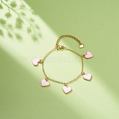 Bracciale in lega smaltata con ciondoli a cuore&nbsp;BJEW-JB08678