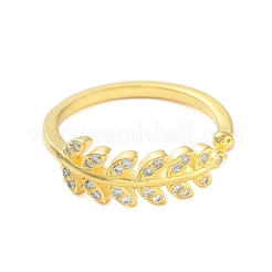Bagues en forme de feuille de zircone cubique transparente&nbsp;RJEW-L120-009G