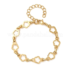 Bracelets à maillons floraux en acier inoxydable 304 pour femmes&nbsp;BJEW-F536-23G