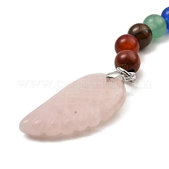 Porte-clés en plumes de quartz rose naturel&nbsp;G-Z033-12P-03