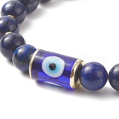 5 pièces 5 style naturel et synthétique mixte pierres précieuses et lampwork mauvais œil perlé bracelets extensibles ensemble pour les femmes&nbsp;BJEW-TA00234