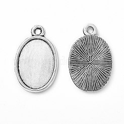 Cabochon ciondolo ovale piatto antico della lega d'argento di stile tibetano&nbsp;LS-TIBEP-M022-36AS