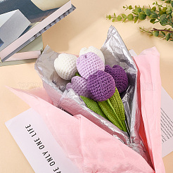 6 Stück 3 Farben Polyester Strick künstliche Tulpenblume&nbsp;AJEW-CY0001-18
