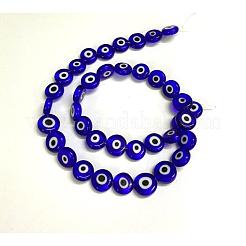 Handmade bösen Blick lampwork flache runde Perle Stränge&nbsp;LAMP-L058-10mm-04
