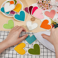 2Sets Herz Handtuch Stoff computergesteuerte Stickerei Stoff zum Aufbügeln/Aufnähen von Patches&nbsp;PATC-GO0001-15