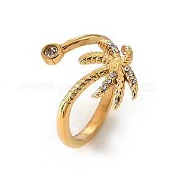 Offene Manschettenringe aus 304 Edelstahl mit Mikropflaster und Zirkonia&nbsp;RJEW-Z147-01G