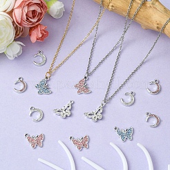 20 Stück 5 Stile Platin-Legierung Kristall-Strass-Anhänger&nbsp;ALRI-YW0001-22