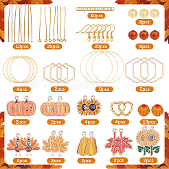 DIY-Sets zur Herstellung von Ohrringen aus Messing zum Erntedankfest: Ahornblatt und Kürbis&nbsp;DIY-SC0027-89