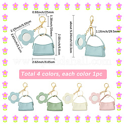 4 mini porte-clés en cuir PU 4 couleurs&nbsp;KEYC-SC0001-70