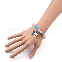 Runde Stretch-Charm-Armbänder aus natürlicher weißer Jade (gefärbt).&nbsp;BJEW-JB05428-01