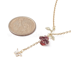 Legierung Emaille Rose mit Schmetterling Lariat Halsketten mit 304 Edelstahlketten&nbsp;NJEW-JN04321