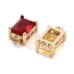 Ciondoli per connettori in vetro sfaccettato con pavé in ottone&nbsp;X-KK-Q811-01