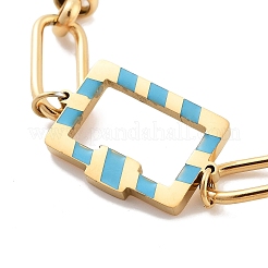 Goldfarbene 304 Edelstahl-Emaille-Armbänder mit rechteckigen Gliederketten für Damen&nbsp;BJEW-K249-03G-01