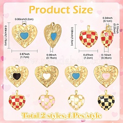 4 pièces 4 couleurs placage en laiton pendentifs en émail&nbsp;FIND-YW0012-11