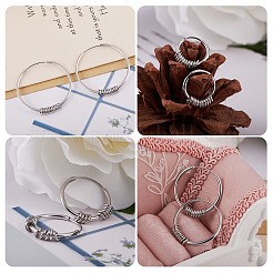 Orecchini a cerchio con perline in argento sterling anti-ossidazione placcati in rodio da donna&nbsp;JE912A-03